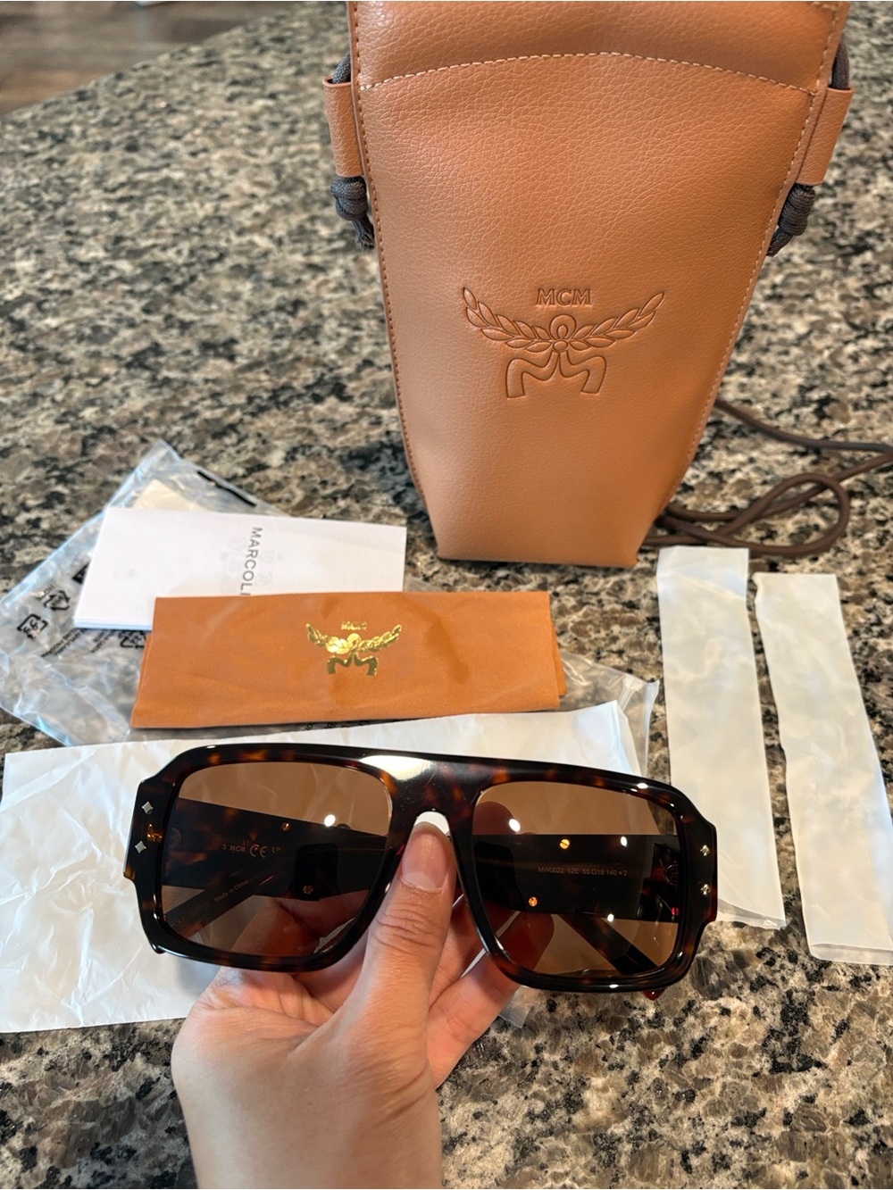 NWT MCM Tortoiseshell Sunglasses with Crossbody Pouch